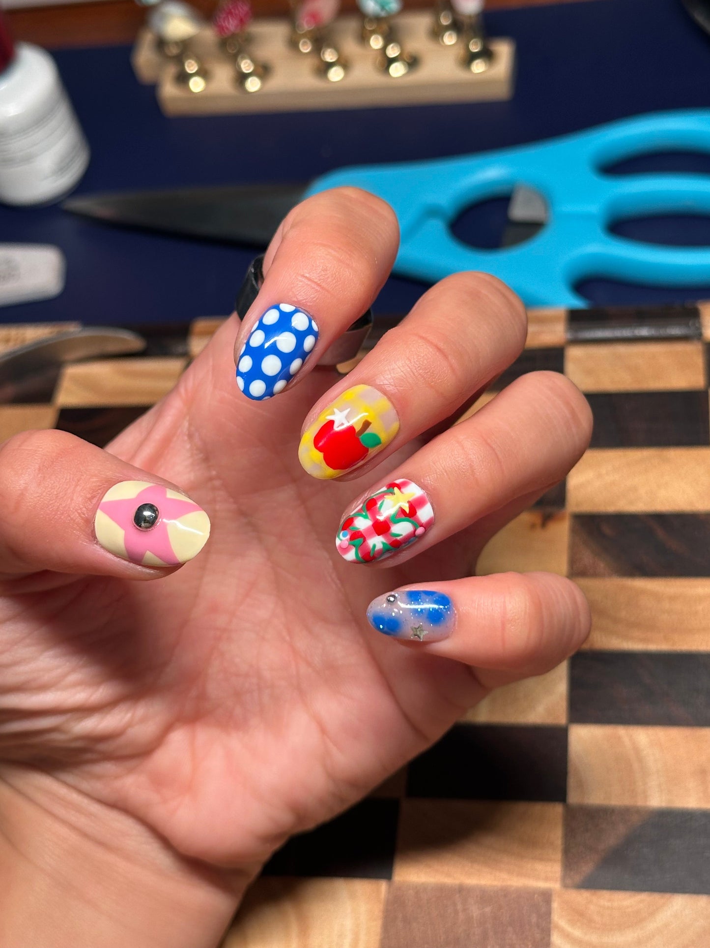 Blue Apple gingham set